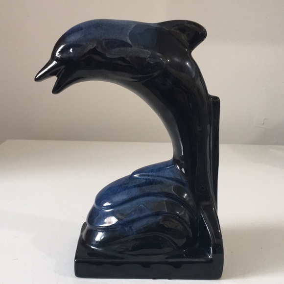 Blue Mountain Pottery Dolphin Bookends Cobalt Blue - Picture 10 of 12